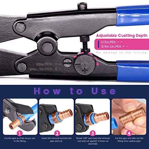 Swpeet 4Pcs PEX Ring Removal Tool Kit, PEX1210C Crimp Ring Removal