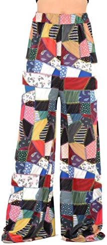mafhh55 Ladies Patch Work Wide Legs Baggy Trousers Plazzo