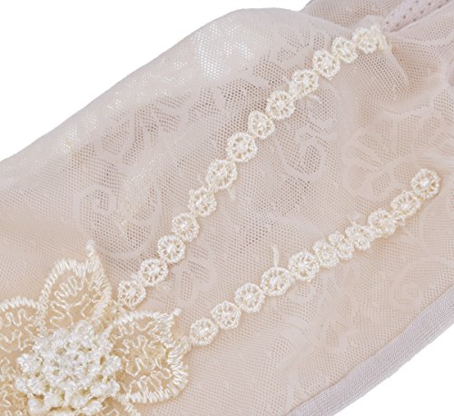 Nurbijar Summer Women UV Protection Touch Screen Lace Gloves-Beige - Thumbnail 5