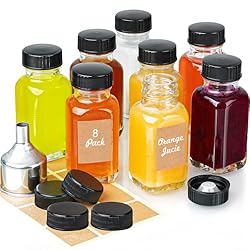 Syntic Reusable Ginger Shot Bottles with Caps - 8