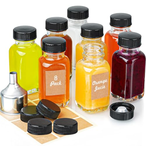 Syntic Reusable Ginger Shot Bottles with Caps - 8