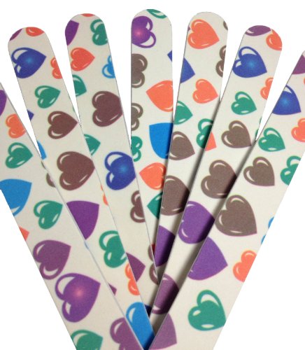 Jaylie TM Colorful Heart Cushion Salon Board, Grit 220 (12 Pack)