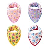 Baby Bandana Drool Bibs (4-pack) for a Teething, Drooling Baby. Cute Monsters and Spaceships on Yellow, Pink, Purple, and White Backgrounds. The Perfect Gift for That New Baby in Your Life.
