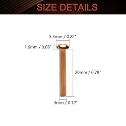 MroMax 50Pcs M3 Round Head Copper Solid Rivets
