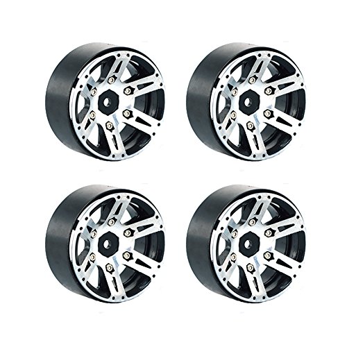 LAFEINA 1:10 Scale RC Crawlers Metal Alloy 1.9 Inch Beadlock Wheel Rim with 6 Spokes for 1/10 RC Rock Crawler Axial SCX10 CC01 D90