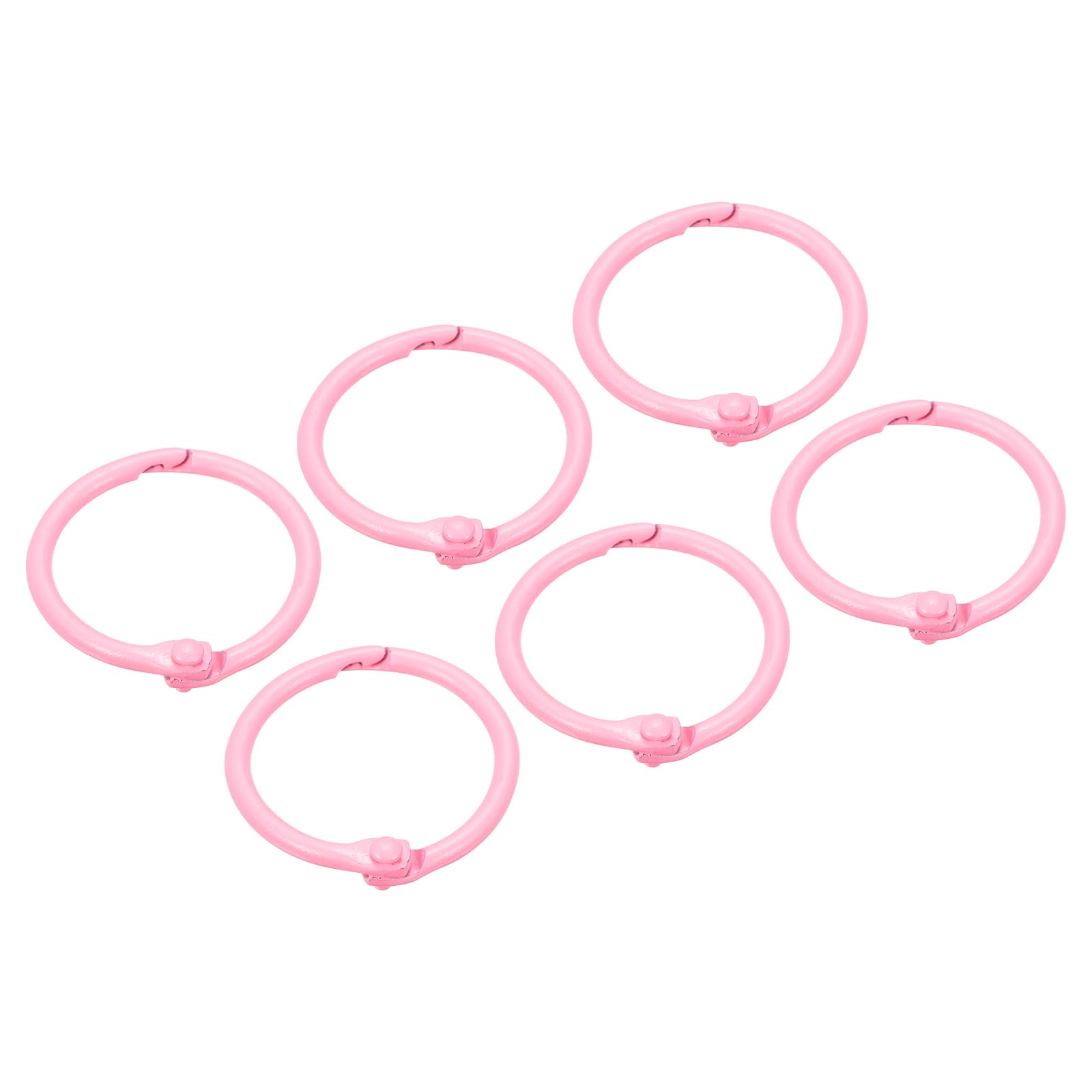 METALLIXITY Loose Leaf Binder Rings (30mm/1.2 Inch) 12Pcs, Steel Key Ring Binder Clips Book Rings - for Home or Office, Pink