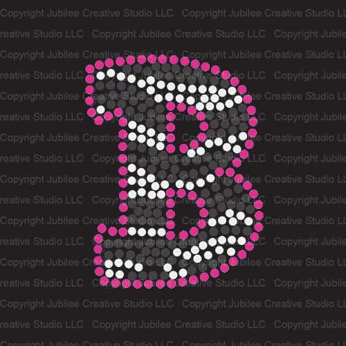 Zebra Letter B Iron On Rhinestone Crystals and Pink Rhinestud T-Shirt Transfer by Jubilee Rhinestones