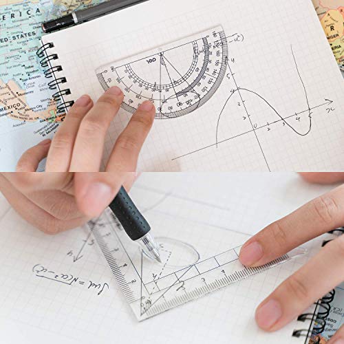 Compass Set, Muscccm Compass for Geometry Math Geometry Kit 8 Pieces - Student Supplies Drawing Compass, Protractor, Rulers, Pencil Lead Refills, Pencil, Eraser for Students and Engineering Drawing