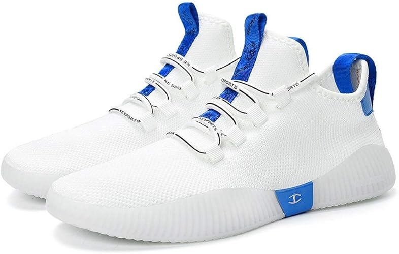 Amazon Qianyi 年夏の高弾性フライング織メンズカジュアルシューズファッション軽量スポーツメッシュシューズ通気性サンダル 白 青 Qianyi シューズ バッグ