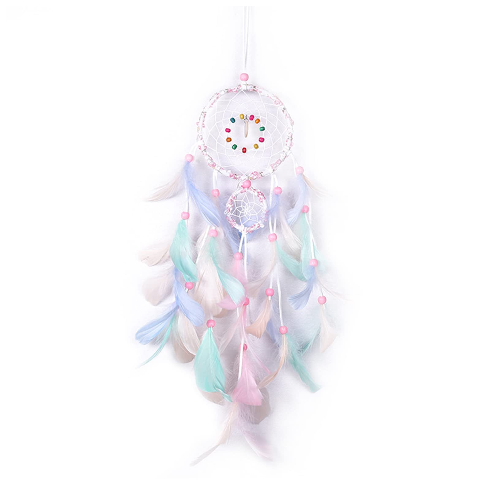 FuninCrea Dream Catcher, Half Circle Moon Dream Catchers with Feathers Handmade Fairy Dreamcatcher Indian Style Hanging Wall Decor for Living Room, Bedroom, Dormitory (Colorful)