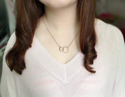 WDSHOW Double Interlocking Circles Necklace
