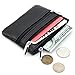 DEEZOMO Women's Top Grain Cowhide Leather Card Case Wallet / Coin Change Purse with Key Ring - Black