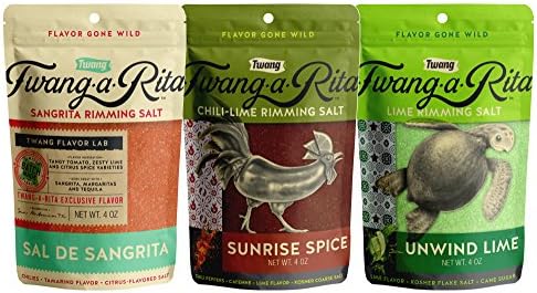 Twang-A-Rita The Original Flavored Cocktail Rimming Salt, Asst Sweet & Salty 3 Pack