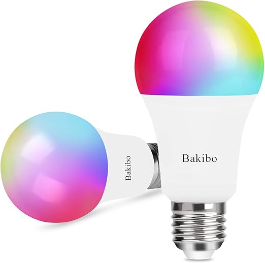 bakibo bombilla led inteligente wifi regulable 9w 1000 lm lampara e27 multicolor bombilla compatible con alexa echo e google home a19 90w