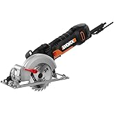 Worx WX439L 4.5 Inch and 4.5 Amp One Hand Compact Circular Saw, Black and Orange