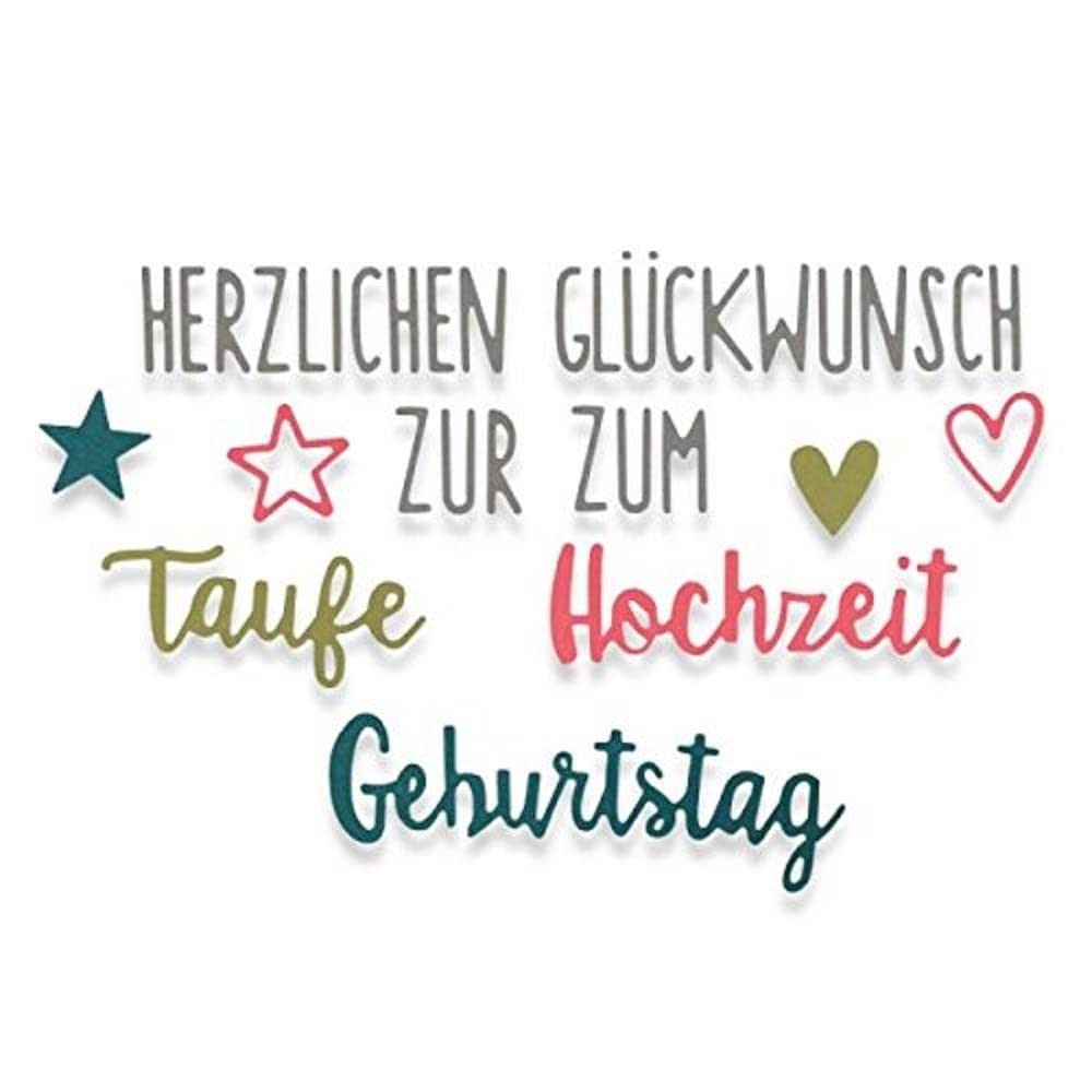 Sizzix Thinlits Die 8PK-Herzlichen Glückwunsch (Congratulations Set), Metal, Multi-Colour, 17.9 x 9.3 x 0.2 cm
