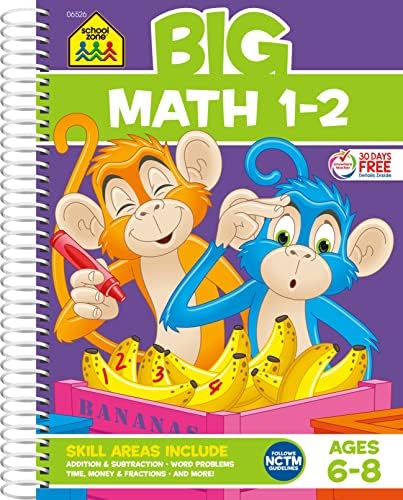 School Zone Big Math 1-2 Workbook: 320 Pages, 1st Grade, 2nd Grade