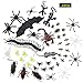 44 Pieces Plastic Realistic Bugs - Bug Toys Insects with Fake Spiders, Gecko, Flies And Bat And Other Plastic Fake Animals For Halloween Party Favors Decorations Camera Props