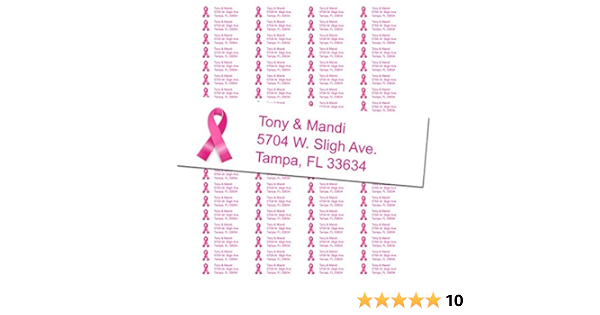 Amazon Com Breast Cancer Return Address Labels 2 Sheets 80 Labels Per Sheet Office Products