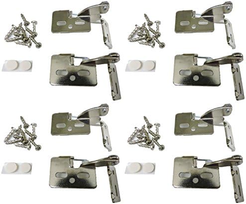 8 YOUNGDALE #4 Bright Nickel 3/8" Inset 3/4-1" Thick Door Concealed Snap Close Cabinet Hinges Frameless Framed Face Bumpers Screws Easy Simple Installation Table Saw Plunge Router Notch Embedded