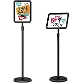 Fuvxtz Sign Holder - 2PCS 8.5x11 inch Sign Stand Holder Adjustable Display Stand Floor Standing Sign Holder, Signage Stand with Snap-Open Frame Display for Malls,Schools,Restaurants(Black)