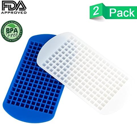Mini Ice Cube Trays Mini Ice Cubes Food Grade Silicone Tray Mold Easy Release 160 Frozen by niceCube Perfect for Our Blender Bottle - 2 Pack