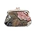 Signare Tapestry Double Pocket Change Pouch Kiss lock Coin Purse for Women With Peony Flower Design (FRMP-PEO)