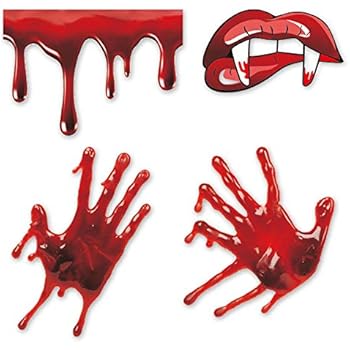IARTTOP Halloween Bloody Handprint Decal, Vampire Bloody Lips with Sharp Teeth Sticker, Screaming Bloody Decal for Windows, Car, Bumper Decor Halloween Home Wall Art