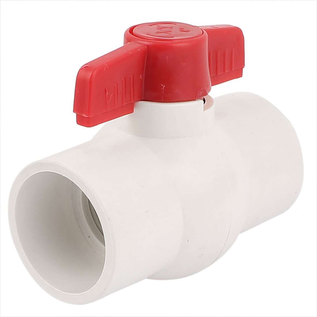 Sourcingmap 50MM Dia Slip Ends Water Control PVC Ball Valve White Red