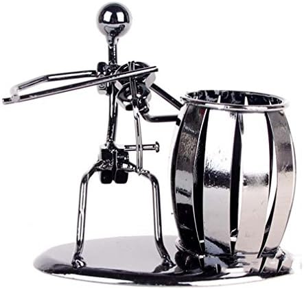 Merits Creative Office Desktop Accessories Instrument Player Metal Pen/Pencil Holder Collection Craft Art Statue Model Sculpture Room Decorations (Violin)