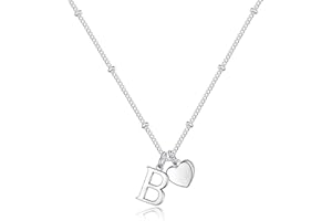 Vrsilver Heart Initial Necklaces for Teen Girls, Dainty Sterling Silver Necklace for Girls Heart Pendant Necklace Silver Initial Necklaces for Women Jewelry for Girls Necklaces for Teen Girls Gifts