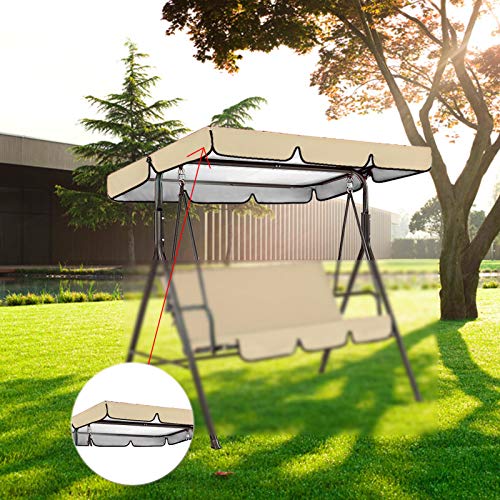 FUFRE Ersatzdach für Hollywoodschaukel 3 Sitzer Wasserdicht Ersatz Bezug, Schattierung der Sonnendach Gartenschaukel… – Bild 6
