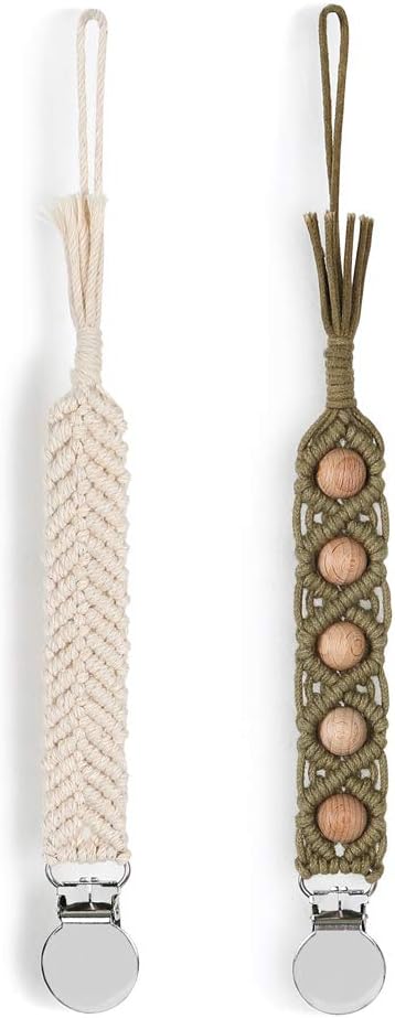 Sugee pacifier clip Holder for boy， Hand Dyed Cotton Rope/Natural pacifier clip Braided Pacifier Leash Baby Shower Gift…