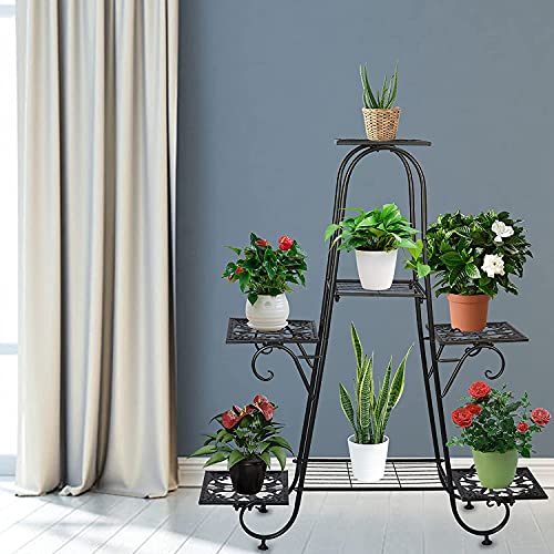 Metal Plant Stand Indoor 7 Tiered Iron Plant Shelf Rack Outdoor Garden Metal Flower Pots Display