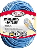 Coleman Cable 02569 12/3 Hi-Visibility Low-Temperature Outdoor Extension Cord, 100-Foot