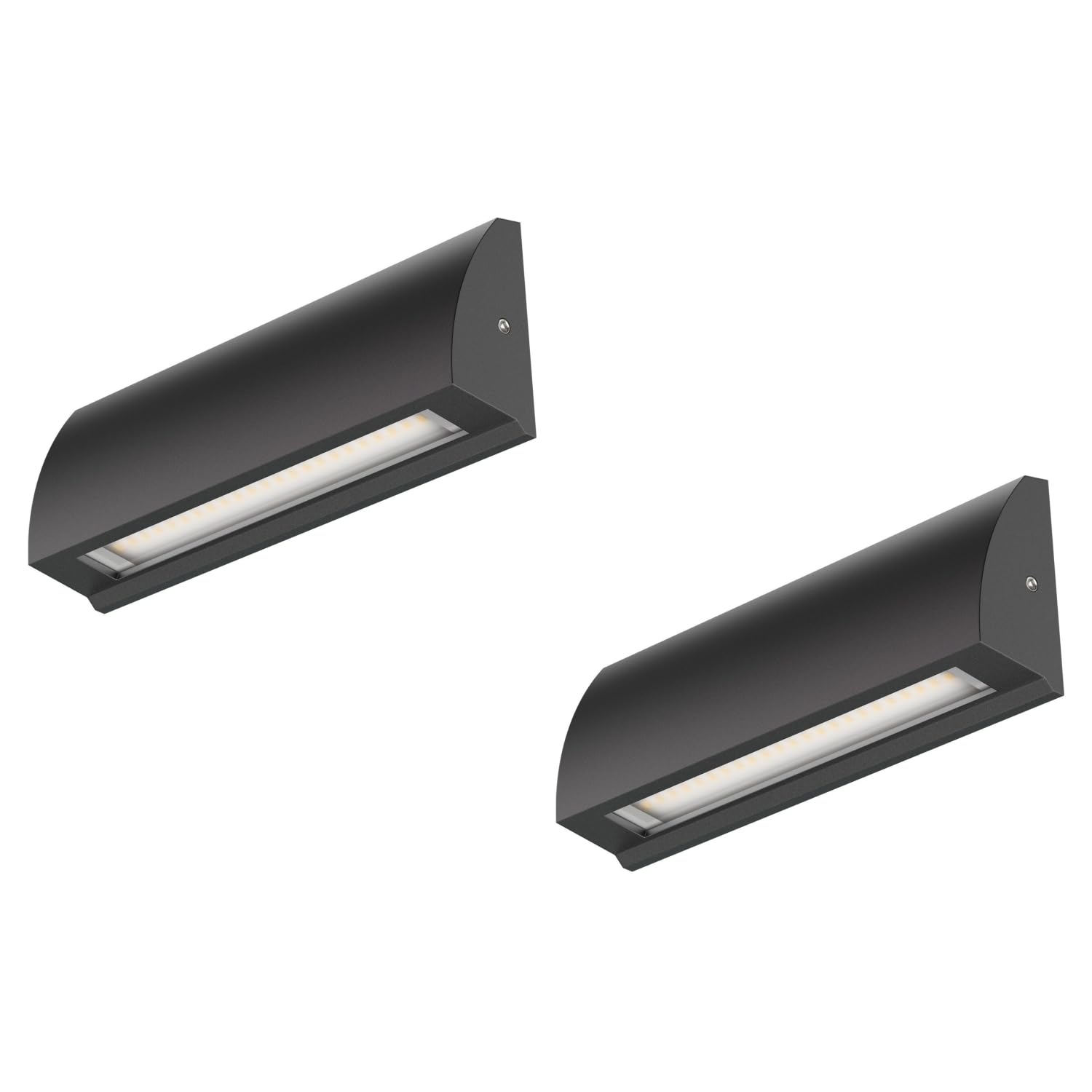 ledscom.de 2 LED wall Light/Staircase Light SEGIN for Outdoors, IP54, Flat, Downlight, Black matt, Angular, 6.3 W, 630lm, Cool White