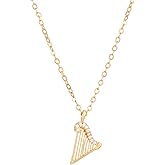 IXDEAXLY Musical Instrument Necklace zircon Harp pendant necklace for Women Men for Musical Instrument Lover
