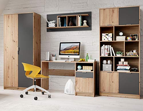storado.de Jugendzimmer Karla Artisan Eiche Graphit 5 TLG Kinderzimmer Jugendmöbel Set – Bild 4