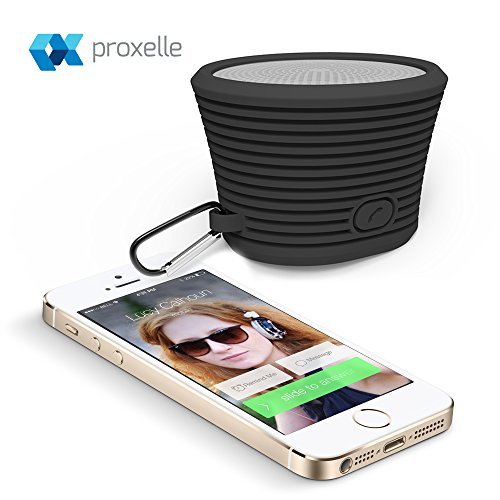 Proxelle Waterproof Bluetooth Speaker, Rechargeable Wireless Speaker w/ Built-in Mic Microphone, Controls and Subwoofer for Bicycles, Driving, Climbing, Smartphones and Computers