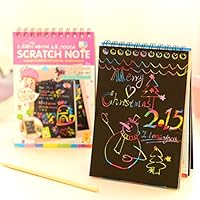 iUnisy 10-Sheet Graffiti Scratch Paper Rainbow Art Notebooks Creative DIY Scraping Drawing Paper Notes Color Random Gifts