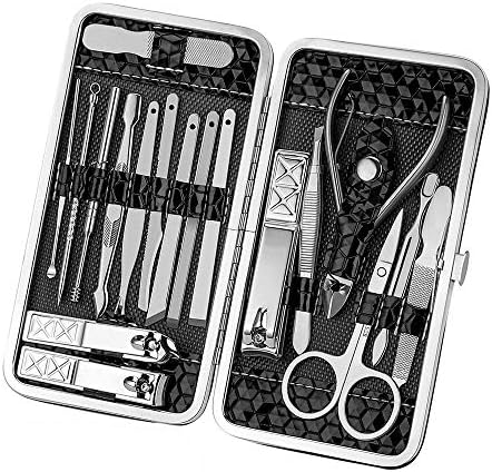 LRWEY ManicureNail Clippers, Cuticle Remover, Toe Nail Cutter, Pedicure Tools Set for Thick Nails, Men Women