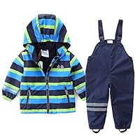 umkaumka Boys Girls Rain Suit Set Waterproof Jacket with Pants Kids Hooded Rainwear Set (18M (86))