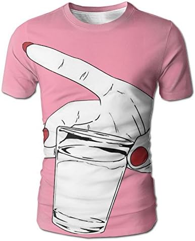 With A Red Nail Polish Hand With A Cup Men's T-Shirts Short Sleeve T-Shirt Tee Full Print For Mens