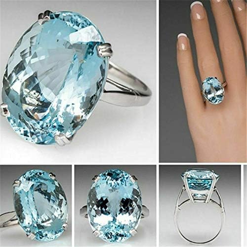 925 Silver Large Oval Cut Women Jewelry Gift SZ 5-12 Aquamarine Ring (11)