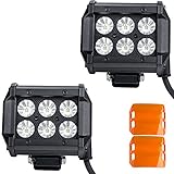 LED Pods, Offroad Town 2pcs 18w 4'' LED Work Light Bar Flood CREE Chips LED Fog Lights Unique Panel Design Driving Light for Jeep Cabin Boat SUV Truck Car ATV