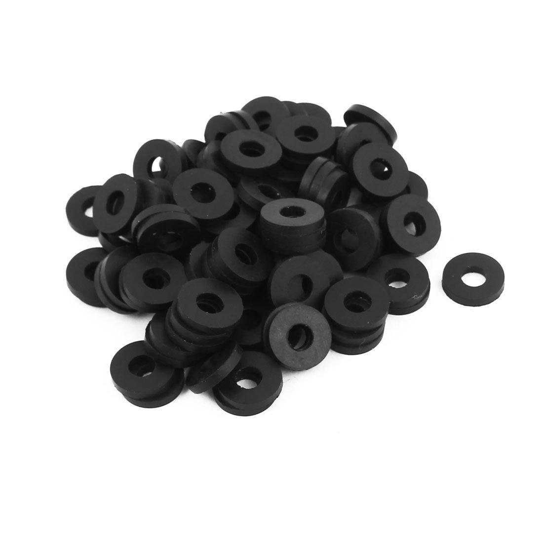 TOP-VIGOR 100Pcs Rubber Flat Washers, 12mm OD 5mm ID 2mm Thickness Heavy Duty Black Rubber Grommet Vibration Damping Pads Sealing Gasket Washers for Faucet Pipe Water Hose Fastener Bolt