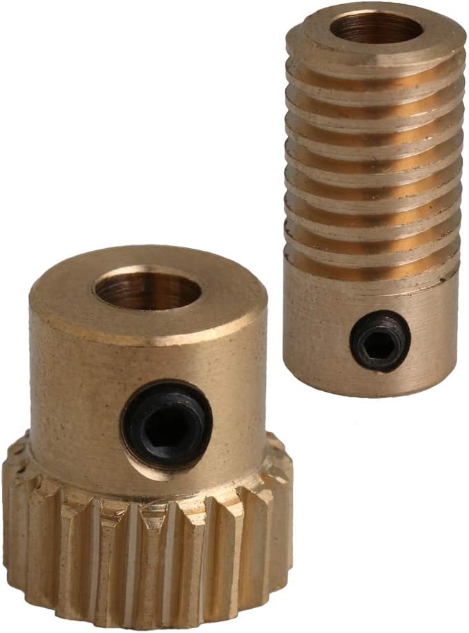 CNBTR 5mm Bore Hole Diameter Brass Worm Gear Shaft + 20 Teeth Worm