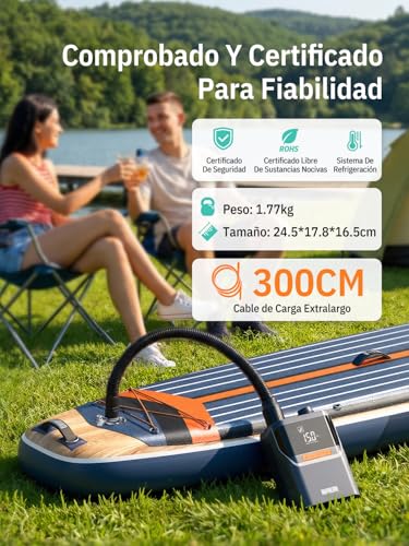 Niphean Electric Inflator with Built-in Battery, 50 PSI Electric Inflator for Tires, Sup and Mattresses, Portable Electric Air Pump with Auto Shut-off for Inflatables and Deflation