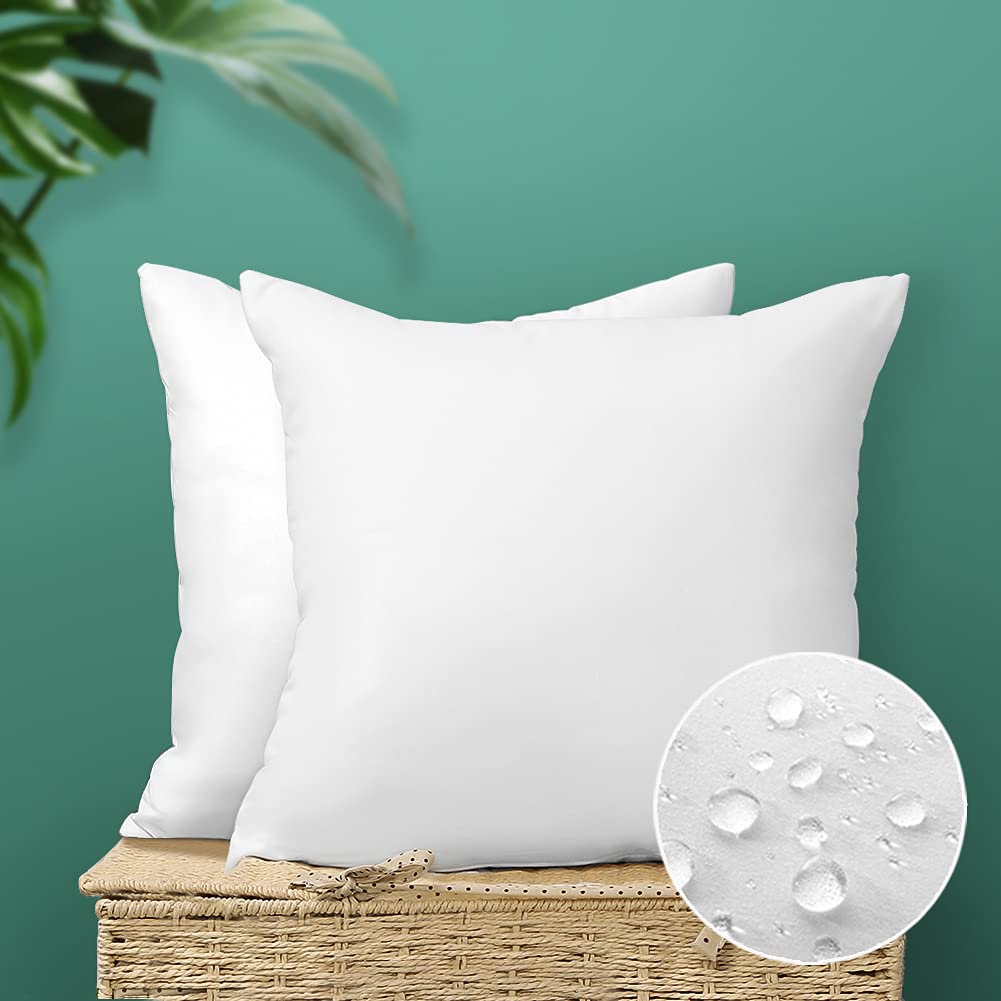 Photo 1 of OTOSTAR Outdoor Throw Pillow Inserts - Pack of 2 Water Resistant Cushion Inner Pads for Patio Garden Coffee House Decorative Waterproof Pillow Inserts 20x20 Inch -White