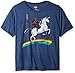 Marvel Men's Deadpool Riding A Unicorn On A Rainbow T-Shirt, Denim Heather, X-Large